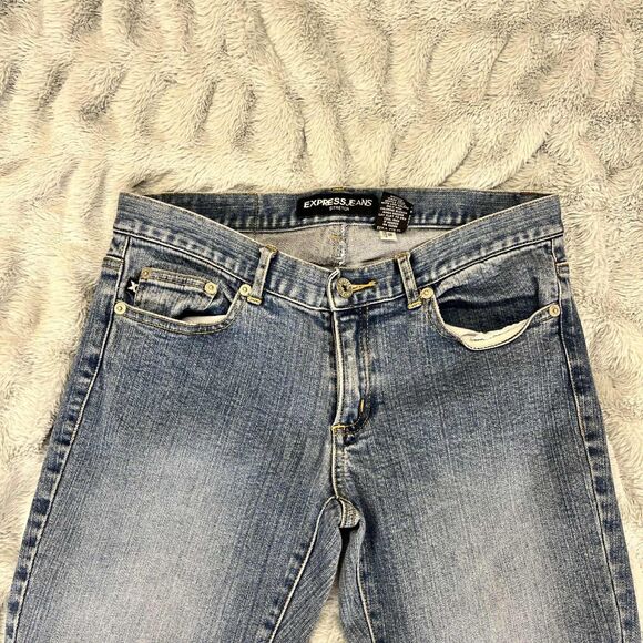 Express Jeans Womens 5/6 Bootcut Stretch Mid Rise Blue Denim Western Boho Y2K - Picture 3 of 7